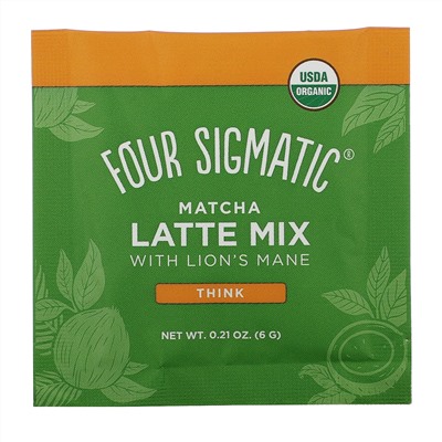 Four Sigmatic, Matcha Latte Mix with Lion's Mane, 10 Packets, 0.21 oz (6 g) Each