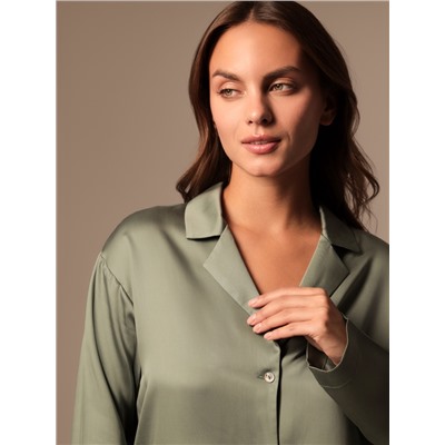 Пижама женская (рубашка, брюки) SL HOME Tensel Home, размер 52-54, зелёная