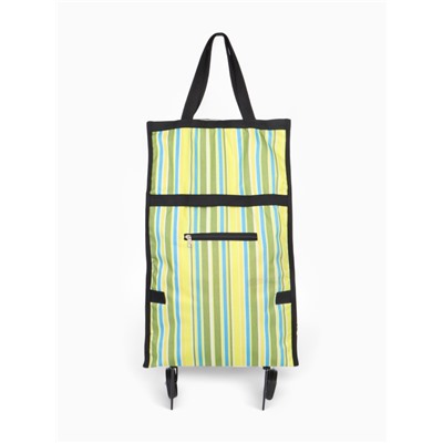 Сумка хозяйственная складная на липучке, 2 колеса, наружный карман, 32×13×52 см, зелёная