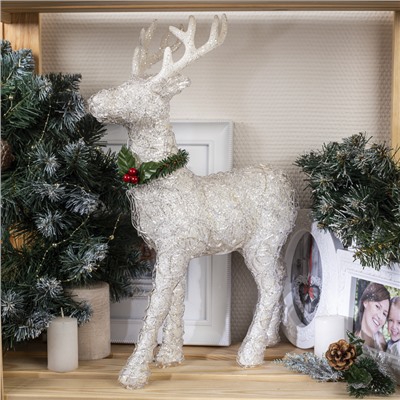 Светодиодная фигура «Олень» 30×46×15 см, акрил, батарейки ААх2 (не в комплекте), свечение тёплое белое