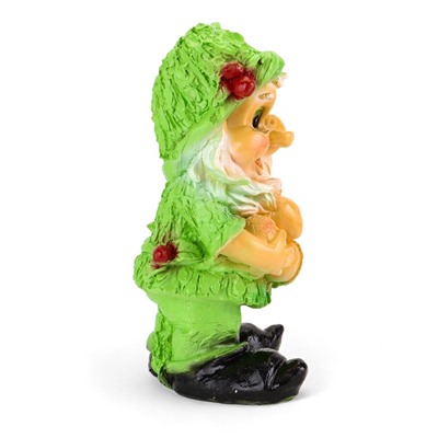 Садовая фигура из гипса «Гном с желудями», 45×26 см, зелёная