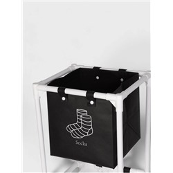 Корзина для белья складная Доляна, 28×39×95 см, чёрная, белая