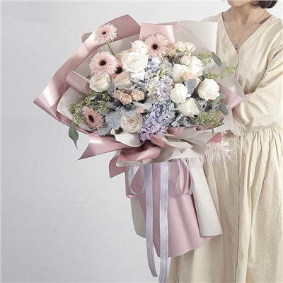 Пленка матовая для цветов, двухсторонняя,«Аура», синий - бронза, 57 см × 5 м