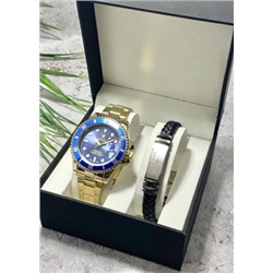 Подарочный набор для мужчины часы и браслет + коробка #22853520