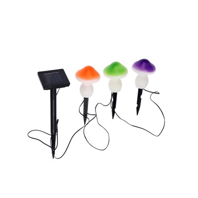 Садовый светильник «Грибы», уличный, на солнечной батарее, 21 см, 3 LED, свечение тёплое белое