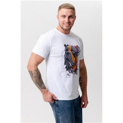 Футболка мужская 8492 (Белый_собака)