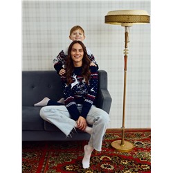 Свитер вязаный новогодний KAFTAN Family look, размер 44, синий