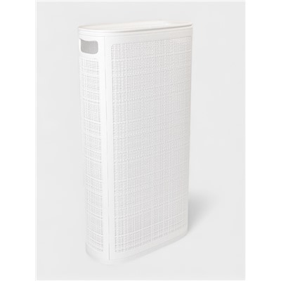 Плетёная корзина для белья с крышкой «Лён», 60 л, 43×20×80 см, белая