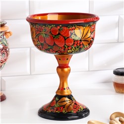 Фруктовница на ножке 21×21 см, дерево хохлома