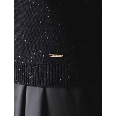 Джемпер поло с застежкой на пуговицы из хлопковой пряжи с пайетками