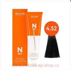 OLLIN "N-JOY" 4/52 – шатен махагоново–фиолетовый, перманентная крем-краска для волос 100мл
