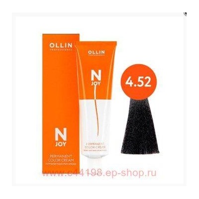 OLLIN "N-JOY" 4/52 – шатен махагоново–фиолетовый, перманентная крем-краска для волос 100мл