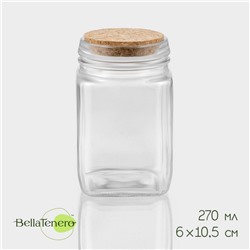 Банка для сыпучих продуктов BellaTenero «Эко», 270 мл, 6×10.5 см, с пробковой крышкой, стекло