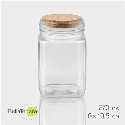 Банка для сыпучих продуктов BellaTenero «Эко», 270 мл, 6×10.5 см, с пробковой крышкой, стекло