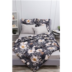 Простыня на резинке поплин Темная ночь 2-компаньон