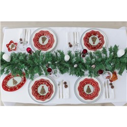 Блюдо Доляна «Новогодняя ель», 30×21 см, овальное, стекло, красное