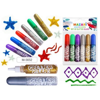 Гель с блестками НАБОР 6 цв х 6 мл M-5652 Mazari