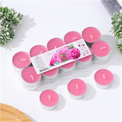 Набор свечей ароматических чайных «Пион», 3.8×1.6 см, 3.5 ч, 12 г, 20 шт.