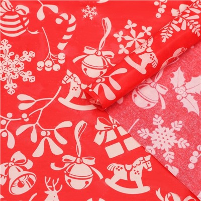 Бумага упаковочная тишью, новогодняя упаковка «С новым годом!»,50×66 см