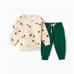 Костюм детский (толстовка, брюки) «Крошка Я» Oranges, рост 62-68 см, зелёный, молочный