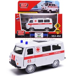 Машина металл УАЗ-452 "Буханка" Скорая 10,5 см, двери, инерционная