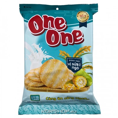 Рисовые крекеры с молоком и кукурузой One One, Вьетнам, 120 г Акция