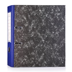 Папка с арочным механизмом "Attomex" A4 75 мм мраморная картонная разобранная, корешок из PVC, наварной карман с этикеткой, металлическая окантовка, запечатка форзаца, запечатка форзаца, синяя