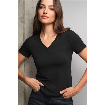 Женская футболка из вискозы с V-вырезом Happyfox