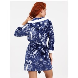 Снежок - халат снежинки синий