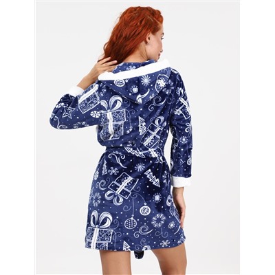 Снежок - халат снежинки синий