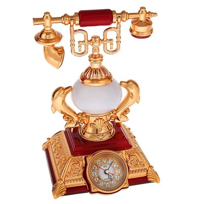 УЦЕНКА Часы - светильник «Ретро - телефон», красные вставки, 18×18×28.5 см