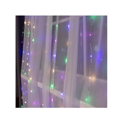 Гирлянда «Занавес» 2×3 м роса, IP20, серебристая нить, 450 LED, свечение мульти, 8 режимов, 220 В