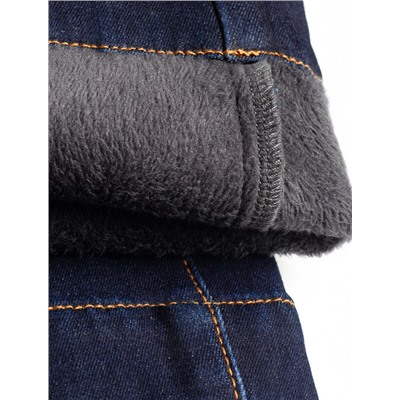 Джинсы-трубы из эластичного денима на флисе