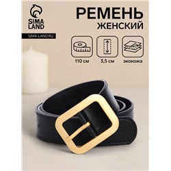 Ремень женский 110×3.5 см, пряжка металл, золотистая, чёрный