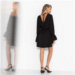 Платье с акцентными рукавами, Люксовый выход (гранд, с поясом)