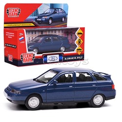 Машина металл. Ваз-2112 12 см, двери, багаж, темно-серый, в коробке