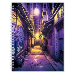 Тетрадь  96л клетка на спирали "Ночной город" С0262-100 АппликА