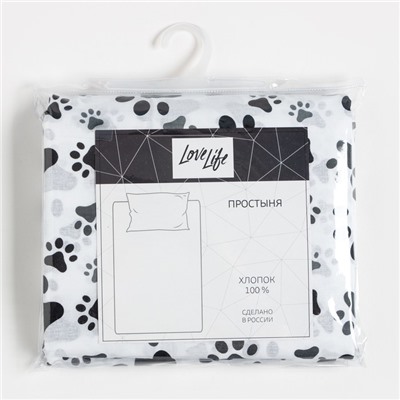 Простыня евро LoveLife Cat, 220×240 см, 100% хлопок, поплин 125 г/м²