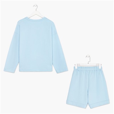 Костюм женский (толстовка, шорты) MIST, размер 40-42, голубой