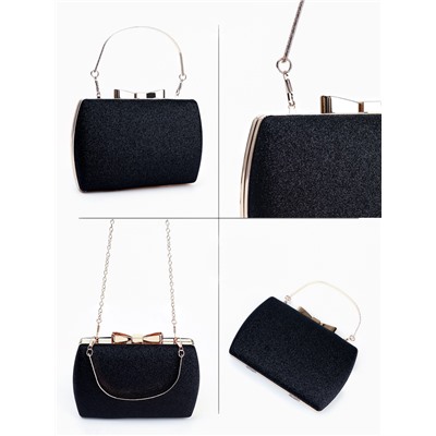 Сумка-клатч женская вечерняя на фермуаре, жёсткий корпус, с золотистой фурнитурой, чёрная