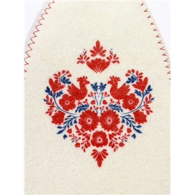 Шапка для бани и сауны «Славянка», полиэфир, шерсть, белая