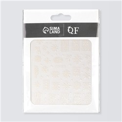 Наклейки для ногтей «Блестящие узоры», объёмные, с блёстками, белые