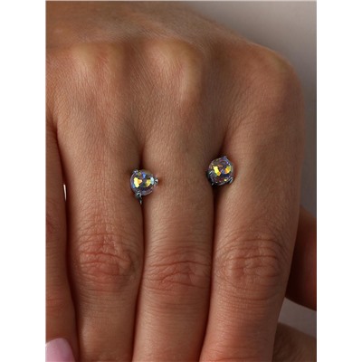 Серьги-пусеты из серебра с кристаллами Swarovski Северное сияние родированные 925 пробы 0057с-001AB