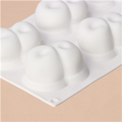 Форма для муссовых десертов и выпечки KONFINETTA «Вишенки», 29.8×17.2×4.2 см, 6 ячеек (8×5 см), силикон, белая