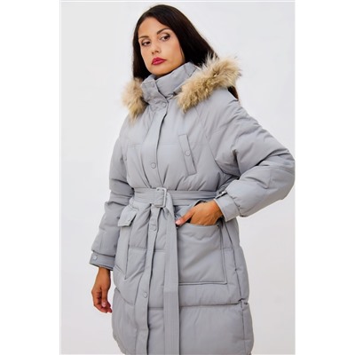 Куртка на поясе с натуральным мехом арт. 23226 НАТАЛИ, 1064297
