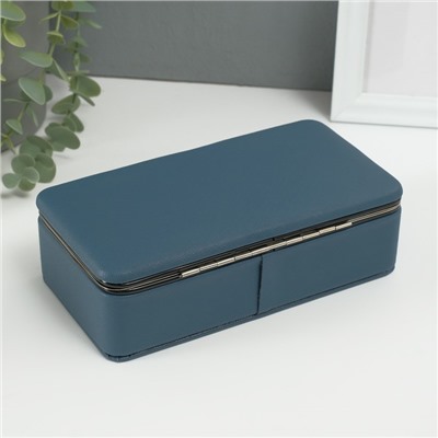 Шкатулка для украшений «Мелкая рябь», с зеркалом, искусственная кожа, сине-серая, 10×18×6 см