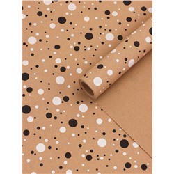 Крафт бумага «Конфетти» черный/белый на коричневом фоне, 0.72×10±5% м, 60 г