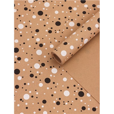 Крафт бумага «Конфетти» черный/белый на коричневом фоне, 0.72×10±5% м, 60 г