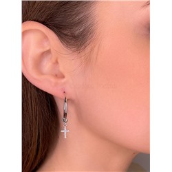 Серьги кольца кресты из серебра с фианитами (2 в 1) 925 пробы Са-017р200