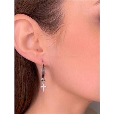 Серьги кольца кресты из серебра с фианитами (2 в 1) 925 пробы Са-017р200